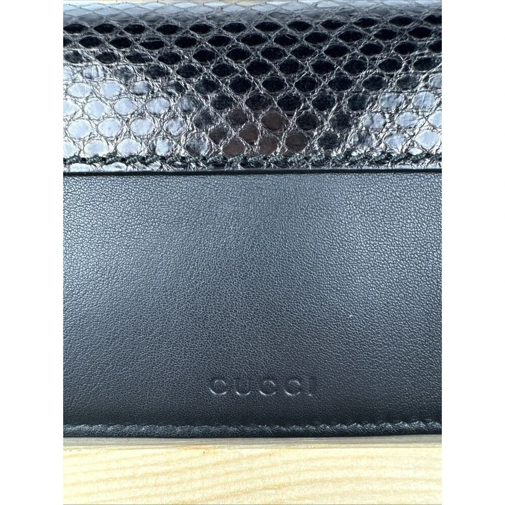 GGucci Bi-fold Long Wallet Python Snake Skin Leather Black - Picture 3 of 16